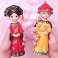 Chinese court style dolls in traditional wedding attire featuring dragon and phoenix embroidery - Emperor and Empress