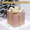 30cm champagne gold glitter Christmas gift box with decorative bow for festive display - Champagne / 30cm