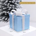 Blue glitter Christmas gift box 25cm with silver bow and sparkling frosted finish - Blue / 25cm