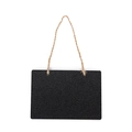Mini 10x10cm double-sided wooden chalkboard with natural jute rope on white background - Rectangle