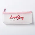 Rosa Federmäppchen aus Netzstoff mit Love Candy Aufdruck und praktischem Reißverschluss - Englisch / Rosa Gitter
