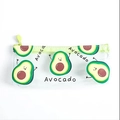 Transparente Avocado-Federtasche mit grünem Reißverschluss und süßen Motiven - Große Avocado / Transparentes Grün