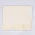 Cream-white cashmere-feel scarf with elegant fringe detail in a neat square fold - Cream