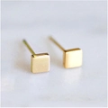 Minimalist square titanium steel stud earrings in polished golden finish for women - Square / Gold