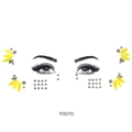 Luminous yellow feather resin rhinestones face stickers for festivals and parties, style Y0070 - Yellow Feather Silver Gem Style (Y0070)