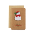 Vintage kraft paper Christmas card featuring a 3D felt snowman with matching envelope - Snowman