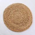 Top view detail of the round natural woven placemat showing intricate texture and material - 12cm / Original Color
