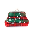 Mini porte-monnaie de Noël à motif écossais rouge et vert avec des flocons de neige - Vert de Noël
