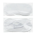 Minimalist white polyester sleep eye mask with elastic strap in protective packaging - White Flat Packaging