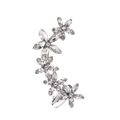 Silberne Ohrklemme mit fünf Strass-Blumen-Designs für Ohren ohne Ohrlöcher - Fünf Reihen Blumen Design (A7108)