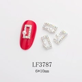 Close-up of LF3787 silver moon nail art charm with glitter rhinestones and white pearl - Silver AB Pearl Frame (LF3787)