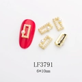 Macro view of gold rectangular frame nail charms with pearls and size details 6x10mm - Gold Pearl Square Frame (LF3791)