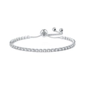 Bracelet tennis en zircon 2,5 mm argenté avec chaîne serpent réglable et fermoir sécurisé - Blanc