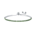 Bracelet ajustable en argent avec pierres de zircone verte carrées de 2,5 mm sur fond blanc - Vert Avocat