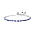 Bracelet ajustable de 2,5mm en argent avec rangée de pierres zircones bleues facettées - Bleu Royal