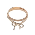 Champagne gold elastic metal belt for dresses with a classic bow buckle design - Gold-Butterfly Bow