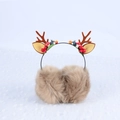 Brown reindeer antler earmuffs with plush cat ears and Christmas forest decorations - Khaki