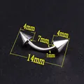 Detailed macro view showing precise 14mm dimensions of the curved spike eyebrow ring - Curved Barbell/Spike/4mm