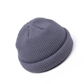 Close-up of dark grey ribbed knit docker cap showing vintage textured stitching details - Adult / Gray