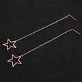 Elegant rose gold threader earrings with hollow star pendants on a black textured surface - Five-Pointed Star (8317)