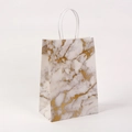Detail of marble pattern paper gift bag with gold veins and sturdy white paper handles - 15*11*6 / White Gold Marble Style (211-1)