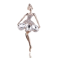 Elegant ballerina dancer brooch in rose gold with shimmering crystals and pear-cut stones - White Ballet Girl