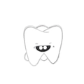 Dettaglio della spilla a forma di dente in smalto con occhiali da sole e bordi argento - Dente Occhiali da Sole Bianco