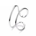 Minimalist double layer silver stainless steel open ring with mirror polished finish - Steel / US7(54mm)
