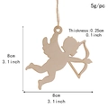 Cupid angel boxwood ornament in natural wood finish for holiday party home decor - Cupid / 10 Pieces Pack