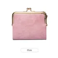 Mini portafoglio vintage rosa da donna in pelle PU con chiusura a scatto in metallo - Rosa