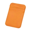 Vertical slim orange leather business card holder with multiple slots in minimalist style - Yellow