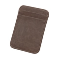 Vertical slim brown leather card holder with litchi texture and fine stitching - Dark Gray