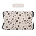 Close-up of hanging cat hammock with dog paw print pattern and metal spring hooks - S / Paw Print Thick Style