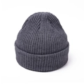 Detail of ribbed knit texture on a thick dark grey winter beanie hat for adults - Dark Gray
