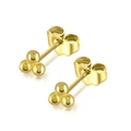 Minimalist S925 sterling silver triple ball stud earrings with gold finish polish - Gold
