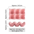 Semi-matte pink ceramic 6-slot egg tray with precise size measurements for home kitchen storage - Egg Grid - Pink (6 Grids)