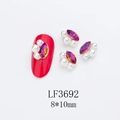 Detailed 8x10mm alloy nail jewelry with purple marquise gem and pearl accents - Silver Base Purple Gradient (LF3692)