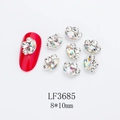 Detail of 8x10mm paw-shaped nail art crystal with silver base and AB rhinestones - Silver Base White Rhinestone with Color (LF3685)