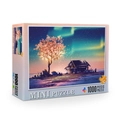 Mini puzzle 1000 pieces GG-013 aurora glowing tree and wooden house design - Fantasy Light Tree (66-006)