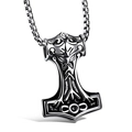Silver stainless steel Thor's hammer pendant necklace with engraved GOD detail on white background - Thor's Hammer Silver