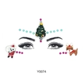 Joyas faciales luminosas de Navidad con pegatinas de árbol y reno modelo Y0074 - Estilo Árbol de Navidad Ciervo (Y0074)