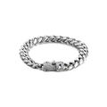 Silbernes Panzerarmband aus Edelstahl mit einem mit Strass besetzten Verschluss - 11mm Mit Diamanten Silber (KB110646-Z)