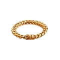 Pulsera de eslabones cubanos dorada pulida para hombre con cierre de presión en fondo blanco - Estilo Liso / Dorado