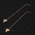 Rose gold fox threader earrings with minimalist tassel chains in high-quality titanium steel - Little Fox (8323)