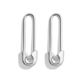 Dettaglio degli orecchini a spilla da balia in argento S925 lucido dal design minimalista - Argento