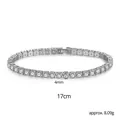 Silver 4mm tennis bracelet with 17cm length and round cubic zirconia in square prongs - 4mm 17cm Silver (B19101009-4W2)