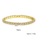 Single row 5mm gold plated tennis bracelet with clear round cubic zirconia stones - 5mm 19cm Gold (B19101009-5K4)