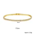 Klassisches 3mm goldenes Tennisarmband, 17cm Länge mit klaren Zirkonia-Steinen - 3mm 17cm Gold (B19101009-3K2)