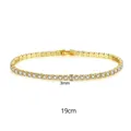 3mm breites 18K Gold Tennisarmband mit glänzenden klaren Zirkonia-Steinen besetzt - 3mm 19cm Gold (B19101009-3K4)