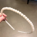 Handmade white faux pearl knotted headband for women featuring glossy beaded design - Densely Packed Full Pearl